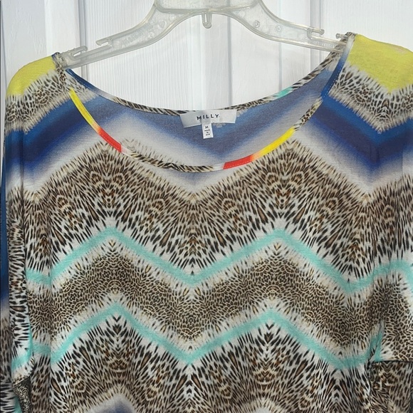 Milly Chevron Leopard Print Top Size Medium - Picture 2 of 9